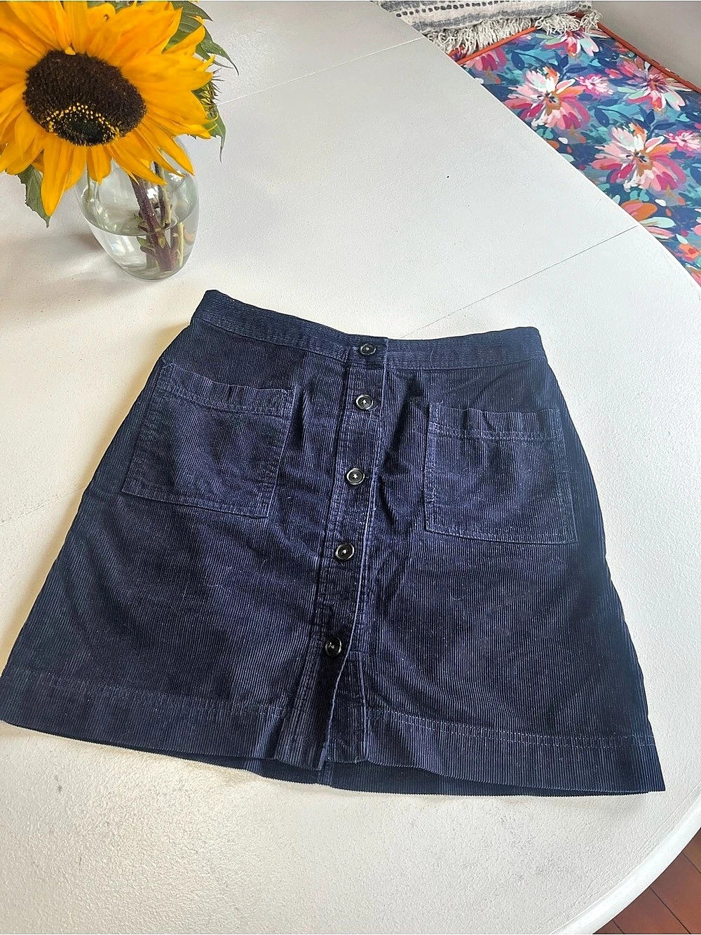Gap Corduroy Button-Front Mini Skirt in Blue Like New
